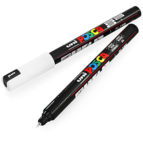 Posca Uni PC-1MR Kunst-Marker, Farbstift, 0,7 mm, Schwarz und Weiß, 2 Stück von POSCA