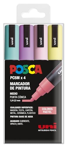 UNI Posca PC5M Marker mit spitz zulaufender Spitze, 4 Stück UNI Posca PC5M Marker mit spitz zulaufender Spitze, 4 Stück von POSCA