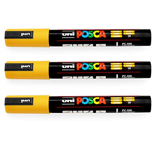 Uni-Ball POSCA PC-5M Paint Marker, Kunststifte, 1,8 - 2,5 mm, Ocker, 3 Stück Uni-Ball POSCA PC-5M Paint Marker, Kunststifte, 1,8 - 2,5 mm, Ocker, 3 Stück von POSCA