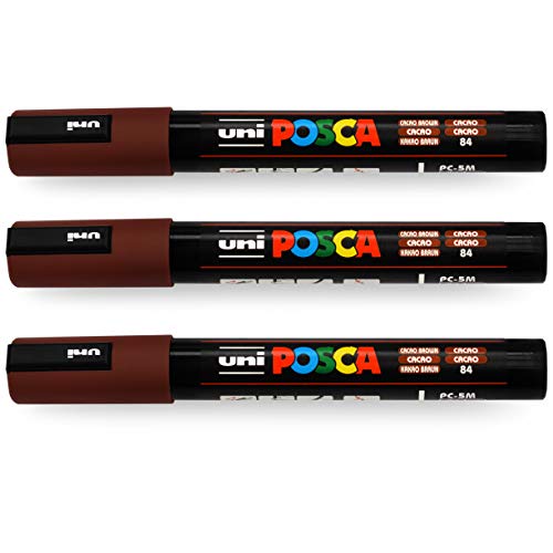 Uni-Ball POSCA PC-5M Paint Marker Art Pens – 1,8–2,5 mm – Cacao Brown – 3 Stück von POSCA