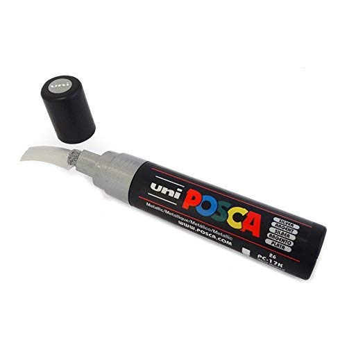 Uni-Ball Posca Marker Pen pc-17 K – XXL Keilspitze für große Hintergrund – Single Pen – in 10 Farben erhältlich silber von POSCA
