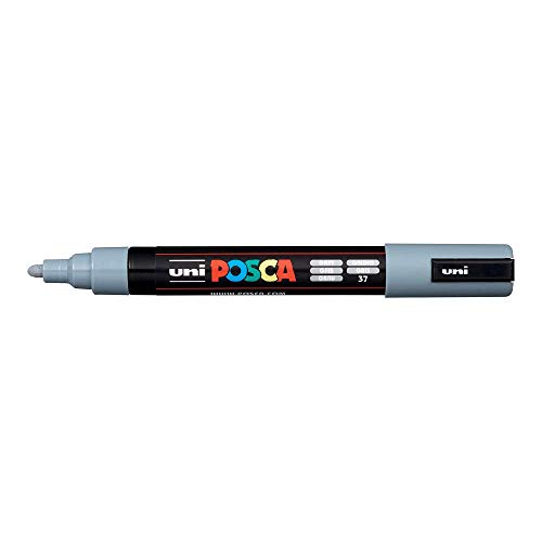 Uni PC-5M Posca Marker / Glasstift, feine Rundspitze, 2,5 mm, Grau Uni PC-5M Posca Marker / Glasstift, feine Rundspitze, 2,5 mm, Grau von POSCA