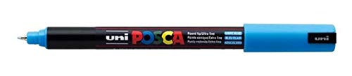 Uni Posca PC-1MR hellblaue Farbe Paint Marker Pens Ultra fein 0,7 mm Schreibspitze aus Spitze von Calibre auf jeder Oberfläche Metall Kunststoff (Packung mit 1) Stone Wood aus Stoff von POSCA