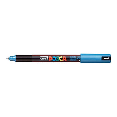 Uni Posca Marker / Glasstift PC-1MR, feine Rundspitze, 0,7 mm, Blau-Metallic von POSCA