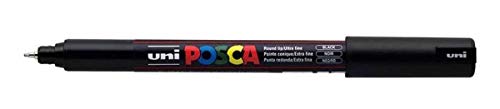 Uni Posca PC-1MR Marker, schwarze Farbe, für Stoff, Metall, Glas, ultrafeine Spitze 0,7 mm, schwarz, 1 Stück von POSCA