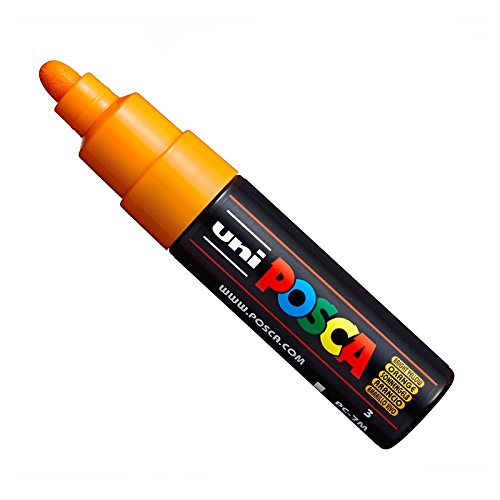 Uni Posca pc-7 m Paint Marker Art Schreibgeräte, großes Bullet Feder 4,5–5,5 mm – 15 Farben – Neue für 2017 Bright Yellow (Orange) von POSCA