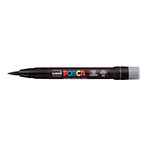 Uni Posca Pinselstift PCF-350, für Glasmalerei, Strichstärke 8 mm, Schwarz von POSCA