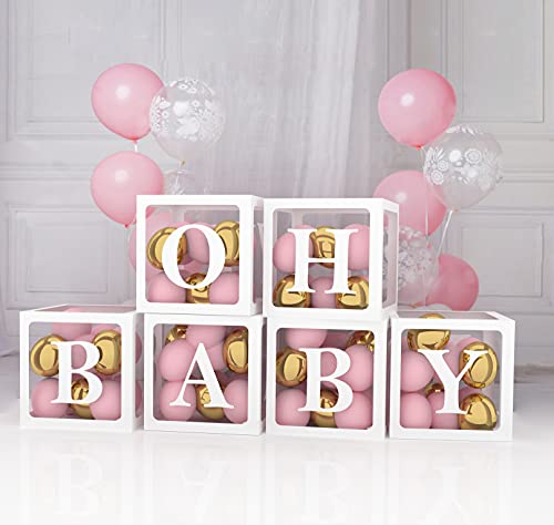 OH Babyparty-Dekorationsblöcke, 4 transparente Boxen für Babyparty-Dekorationen, für Jungen und Mädchen, für Geburtstage, transparente Deko-Boxen OH Babyparty-Dekorationsblöcke, 4 transparente Boxen für Babyparty-Dekorationen, für Jungen und Mädchen, für Geburtstage, transparente Deko-Boxen von POSHBEBE