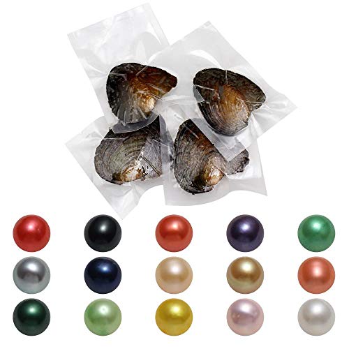 Süßwasser-Austern mit Perlen im Inneren, runde Austern, Großpackung 7–8 mm, Liebes-Wunschperlen, Party, Kinder, Aktivität, Geburtstagsgeschenk, 50 Stück von POSHOPS