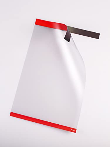 PosterFix A4 Vertical Posterhalter und Plakathalter mit abnehmbarem Kleberahmen und Magnetverschluss, Hüllen und Rahmen für Poster, Schilder, Wände und Schaufenster, 5 Stück (rot) von POSTERFIX