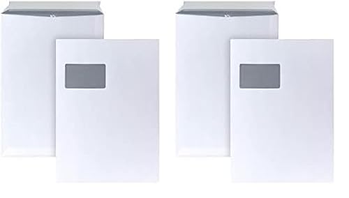 POSTHORN Versandtasche C4 (250 Stück), haftklebende Versandtaschen mit Fenster, weiße Versandtaschen mit grauem Innendruck für Sichtschutz, 324 x 229 mm, 90g/m² (Packung mit 2) von POSTHORN MADE BY BONG