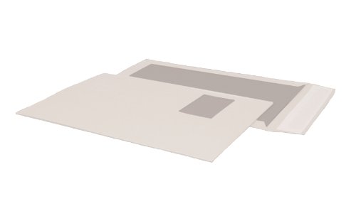 POSTHORN Papprückwandtaschen C4 (100 Stück), haftklebende Versandtasche C4 mit Papprückwand und Fenster, weiße Versandtaschen A4 mit Papprückwand aus Graupappe 450g/m², 324 x 229 mm, 120g/m² von POSTHORN MADE BY BONG