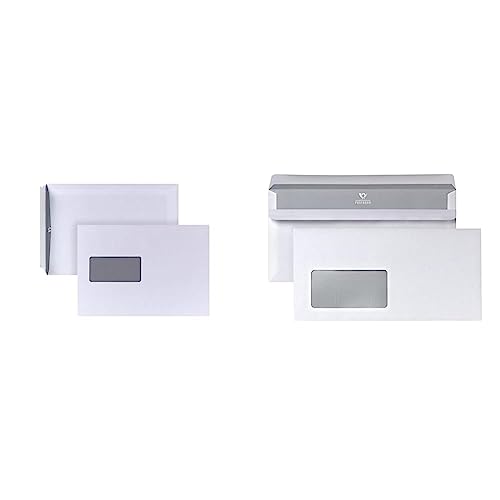 POSTHORN Versandtasche C5 (500 Stück), 229 x 162 mm, 90g/m² & Briefumschlag DIN lang (1000 Stück), selbstklebender Briefumschlag mit Fenster, 110 x 220 mm, 75g/m² von Posthorn