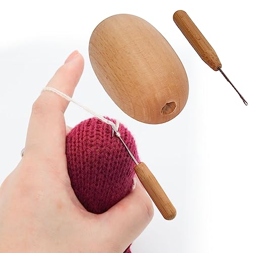 POTRUWE Stopf-Ei, Socken-Nähwerkzeuge, Eier-Stopf-Werkzeug, Nähzubehör Zum Ausbessern von Socken, Vielseitiges Stopf-Eierstich-Stopfgarn aus Holz von POTRUWE