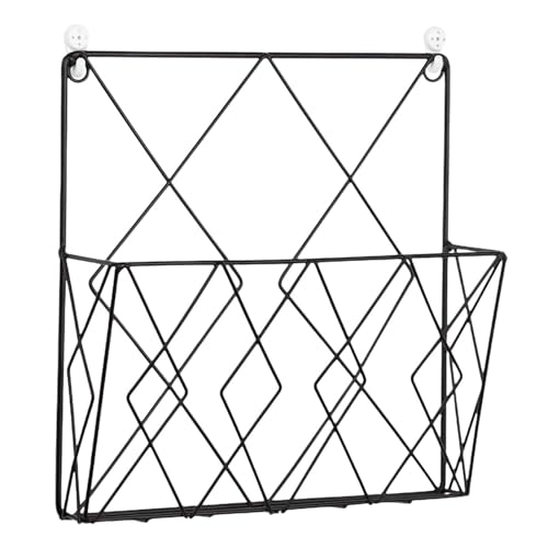 Akten-Organizer-Wandhalterung – Akten-Organizer for Aufhängen an der Wand, Buchhalter aus Metall | Kompaktes, platzsparendes Aufbewahrungsregal for Zeitungen und Tablets im Wohnzimmer, Büro(Black) von POTUBI