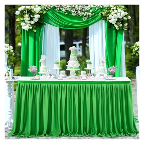 POTUBI Party-Tischrock, Party-Tischrock, Kuchen-Dessert-Tischdecke, plissierter Hochzeits-Tischrock, Hotel-Geburtstags-Tischdekoration, Party-Tischröcke (schwarz, 78 x 427 cm)(Green,4FT (78X122CM)) von POTUBI