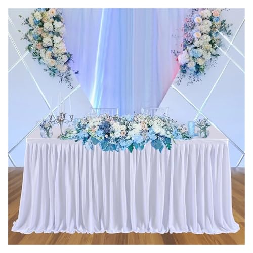 POTUBI Party-Tischrock, Party-Tischrock, Kuchen-Dessert-Tischdecke, plissierter Hochzeits-Tischrock, Hotel-Geburtstags-Tischdekoration, Party-Tischröcke (schwarz, 78 x 427 cm)(White,6FT (78X183CM)) von POTUBI