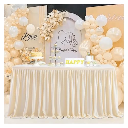 Party-Tischrock, Party-Tischrock, Geburtstag, plissierter Dessert-Tischdeckenbezug, Hochzeit, festlicher Tischrock, Heimtischdekoration, Party-Tischröcke (weiß, 78 x 427 cm)(Color 1,4FT 78X122cm) von POTUBI