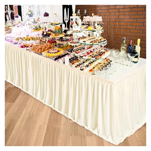 Party-Tischrock, Party-Tischrock, Geburtstag, plissierter Dessert-Tischdeckenbezug, Hochzeit, festlicher Tischrock, Heimtischdekoration, Party-Tischröcke (weiß, 78 x 427 cm)(Color 2,4FT 78X122cm) von POTUBI