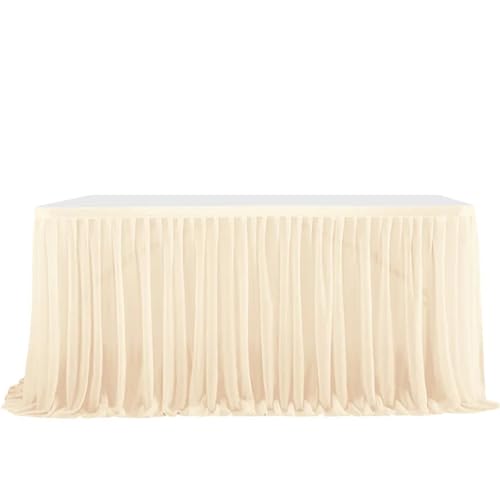 Party-Tischrock, Party-Tischrock, Geburtstag, plissierter Dessert-Tischdeckenbezug, Hochzeitstischrock, Hotel-Display, Esstischdekoration, Party-Tischröcke (rot, 2,43 m x 0,77 m)(Color 1,9FT 2.75mx0.7 von POTUBI