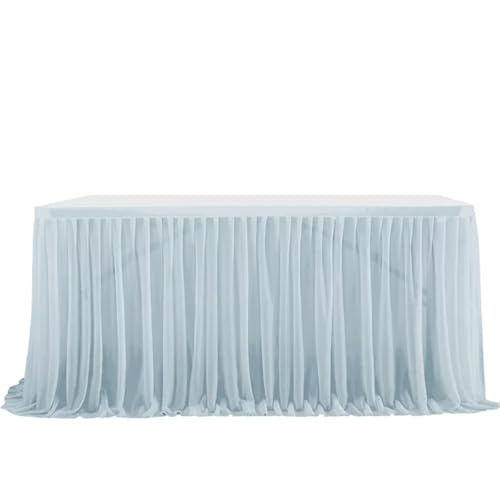 Party-Tischrock, Party-Tischrock, Geburtstag, plissierter Dessert-Tischdeckenbezug, Hochzeitstischrock, Hotel-Display, Esstischdekoration, Party-Tischröcke (rot, 2,43 m x 0,77 m)(Gray blue,9FT 2.75mx0 von POTUBI