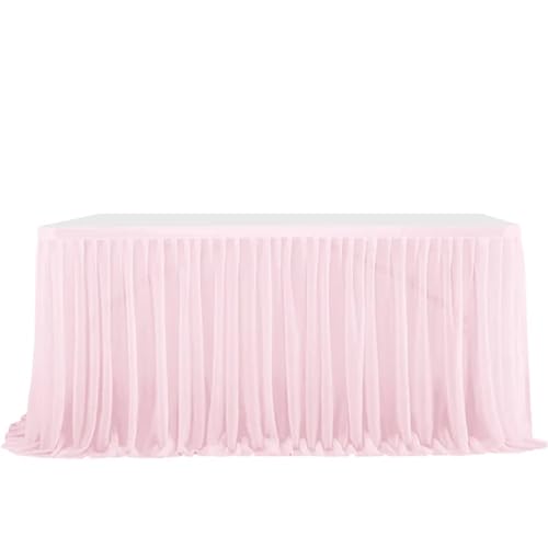 Party-Tischrock, Party-Tischrock, Geburtstag, plissierter Dessert-Tischdeckenbezug, Hochzeitstischrock, Hotel-Display, Esstischdekoration, Party-Tischröcke (rot, 2,43 m x 0,77 m)(Light Pink,6FT 1.83mx von POTUBI
