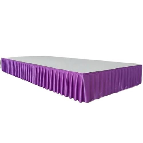 Party-Tischrock, Party-Tischröcke, Hochzeits-Tischrock for Tischdecke, Tischdecke, Hochzeitsbühne, weiße Eisseide, Tischrock, Dekoration, Party-Dekorationen (rot, H110 x B300 cm)(Purple,H80xW300CM) von POTUBI