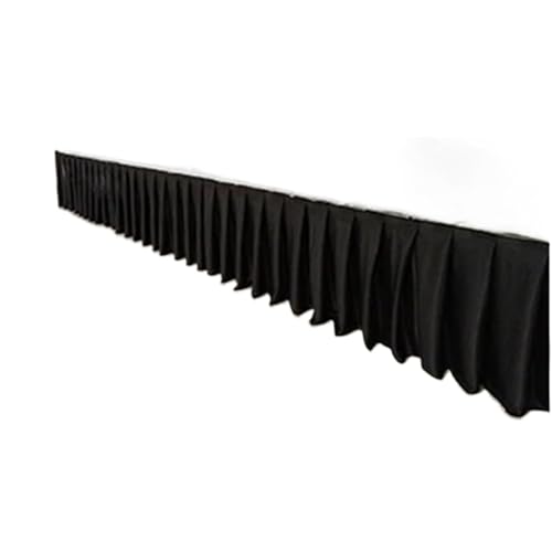 Party-Tischrock, Party-Tischröcke, Hochzeits-Tischrock for Tischdecke, Tischdecke, Hochzeitsbühne, weiße Eisseide, Tischrock, Dekoration, Party-Dekorationen (rot, H150 x L300 cm)(Black,H50xL300CM) von POTUBI