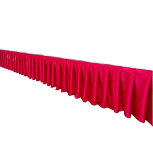 Party-Tischrock, Party-Tischröcke, Hochzeits-Tischrock for Tischdecke, Tischdecke, Hochzeitsbühne, weiße Eisseide, Tischrock, Dekoration, Party-Dekorationen (rot, H150 x L300 cm)(Red,H75xL300CM) von POTUBI