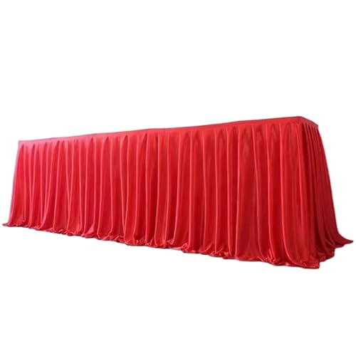 Party-Tischrock, Party-Tischröcke, Tischrock, Hochzeitsfeier, Bankett, Bühne, Chiffon-Tischrock for Tischdecke, Tischrock for Geburtstagsfeier-Dekorationen (rot, H 75 cm x L 300 cm)(Red,H150cm x L300c von POTUBI