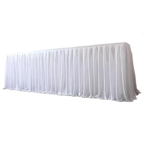 Party-Tischrock, Party-Tischröcke, Tischrock, Hochzeitsfeier, Bankett, Bühne, Chiffon-Tischrock for Tischdecke, Tischrock for Geburtstagsfeier-Dekorationen (rot, H 75 cm x L 300 cm)(White,H30cm x L300 von POTUBI