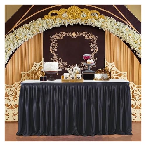 Party-Tischrock, Tischrock mit plissiertem Rüschen-Tischrock for Party, Hochzeit, Geburtstag, süße Tischdekoration, Party-Tischröcke (Pink, 14 Fuß (H 78 L 427 cm))(Black,4ft(H78 L122cm)) von POTUBI