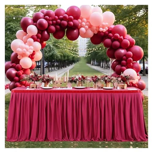 Party-Tischrock, Tischrock mit plissiertem Rüschen-Tischrock for Party, Hochzeit, Geburtstag, süße Tischdekoration, Party-Tischröcke (Pink, 14 Fuß (H 78 L 427 cm))(Color 2,9ft(H78cm L275cm)) von POTUBI