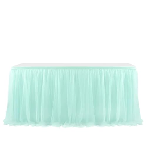 Party-Tischrock, Tüll-Tischrock, Netzstoff, Hochzeitsfeier-Dekoration, Hotelbedarf, Netzstoff-Tischrock, Tischdecke, Party-Tischröcke (Pink, 9FT (275cm x 77cm))(Green,6FT(183cmx77cm)) von POTUBI