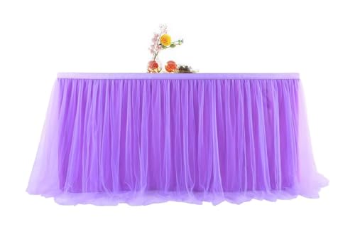 Party-Tischrock, Tüll-Tischrock, Netzstoff, Hochzeitsfeier-Dekoration, Hotelbedarf, Netzstoff-Tischrock, Tischdecke, Party-Tischröcke (Pink, 9FT (275cm x 77cm))(Purple,6FT(183cmx77cm)) von POTUBI