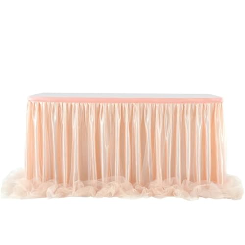Party-Tischrock, Tüll-Tischrock, Netzstoff, Hochzeitsfeier-Dekoration, Hotelbedarf, Netzstoff-Tischrock, Tischdecke, Party-Tischröcke (Pink, 9FT (275cm x 77cm))(Type 5,9FT(275cmx77cm)) von POTUBI