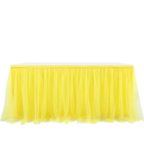 Party-Tischrock, Tüll-Tischrock, Netzstoff, Hochzeitsfeier-Dekoration, Hotelbedarf, Netzstoff-Tischrock, Tischdecke, Party-Tischröcke (Pink, 9FT (275cm x 77cm))(Yellow,9FT(275cmx77cm)) von POTUBI