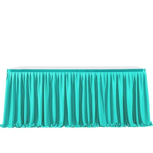 Party-Tischrock, einfarbiger Party-Tischrock, plissierter Dessert-Tischdeckenbezug, Hochzeit, festlicher Tischrock, Home-Tischrock mit Rüschenkante, Party-Tischröcke (Pink, 2,43 m x 77 cm)(Blue,14FT(4 Party-Tischrock, einfarbiger Party-Tischrock, plissierter Dessert-Tischdeckenbezug, Hochzeit, festlicher Tischrock, Home-Tischrock mit Rüschenkante, Party-Tischröcke (Pink, 2,43 m x 77 cm)(Blue,14FT(4 von POTUBI