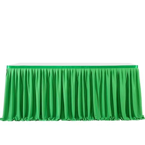 Party-Tischrock, einfarbiger Party-Tischrock, plissierter Dessert-Tischdeckenbezug, Hochzeit, festlicher Tischrock, Home-Tischrock mit Rüschenkante, Party-Tischröcke (Pink, 2,43 m x 77 cm)(Green,14FT( von POTUBI