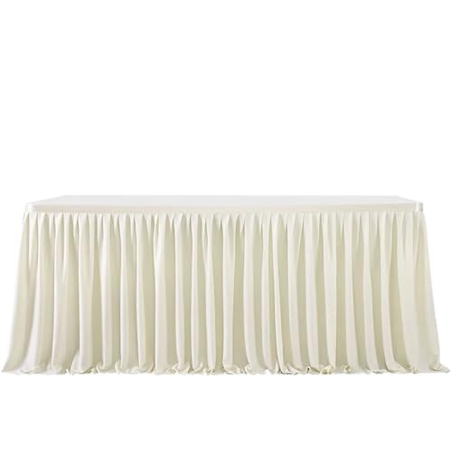 Party-Tischrock, einfarbiger Party-Tischrock, plissierter Dessert-Tischdeckenbezug, Hochzeit, festlicher Tischrock, Home-Tischrock mit Rüschenkante, Party-Tischröcke (Pink, 2,43 m x 77 cm)(Color 4,8FT von POTUBI