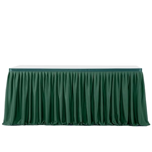 Party-Tischrock, einfarbiger Party-Tischrock, plissierter Dessert-Tischdeckenbezug, Hochzeit, festlicher Tischrock, Home-Tischrock mit Rüschenkante, Party-Tischröcke (Pink, 2,43 m x 77 cm)(Dark Green, von POTUBI