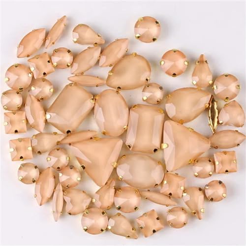 Strass-Glaskristalle for Aufnähen, 50 Stück/Beutel, goldene Krallen, Strass-Formen for Aufnähen, gemischte Farben, gemischte Glaskristalle, Hochzeit, DIY-Besatz (50 Stück Saphir AB)(50pcs Champagne) von POTUBI