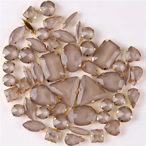 Strass-Glaskristalle for Aufnähen, 50 Stück/Beutel, goldene Krallen, Strass-Formen for Aufnähen, gemischte Farben, gemischte Glaskristalle, Hochzeit, DIY-Besatz (50 Stück Saphir AB)(50pcs Lt toapz) von POTUBI
