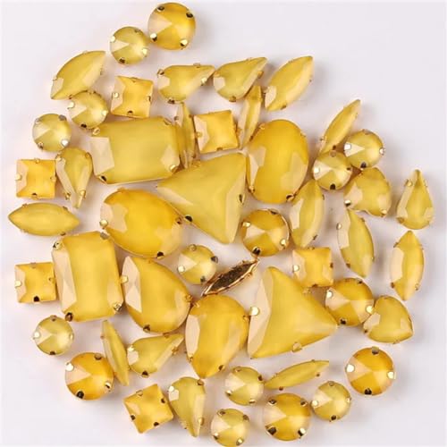 Strass-Glaskristalle for Aufnähen, 50 Stück/Beutel, goldene Krallen, Strass-Formen for Aufnähen, gemischte Farben, gemischte Glaskristalle, Hochzeit, DIY-Besatz (50 Stück Saphir AB)(50pcs Topaz) von POTUBI