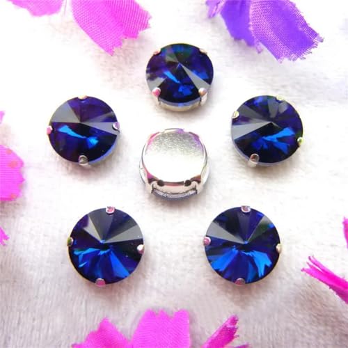 Strass-Glaskristalle for Aufnähen, Silber-Krallen-Glaskristall-Farbmischung, runde Rivoli-Form, Strass-Perlen for Aufnähen, DIY-Applikation (8 mm, 50 Stück, A14, heller Topas)(8mm 50pcs A5 Montana) von POTUBI
