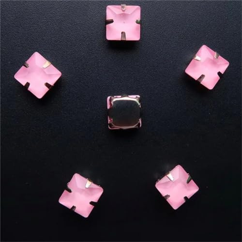 Strass-Glaskristalle for Aufnähen, quadratische Glaskristall-Strasssteine in Silbermetall-Krallenform, 50 Stück, 8 mm, Strass-Perlen for Aufnähen (8 mm, 50 Stück, A19, Dunkelrot)(8mm 50pcs A25 Pink) von POTUBI