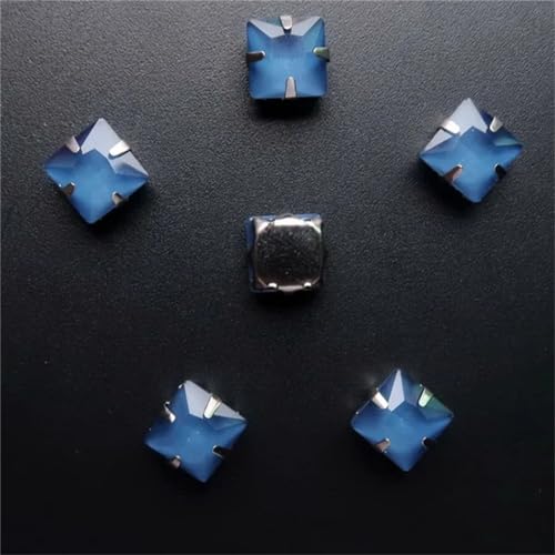 Strass-Glaskristalle for Aufnähen, quadratische Glaskristall-Strasssteine in Silbermetall-Krallenform, 50 Stück, 8 mm, Strass-Perlen for Aufnähen (8 mm, 50 Stück, A19, Dunkelrot)(8mm 50pcs A8 Montana) von POTUBI