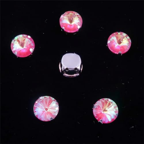Strass-Glaskristalle for Aufnähen, runde Rivoli-Form, Applikation aus silbernen Regenbogenkristallen for Aufnähen (8 mm, 50 Stück, A22 Peridot AB)(10mm 20pcs A31 Red AB) von POTUBI