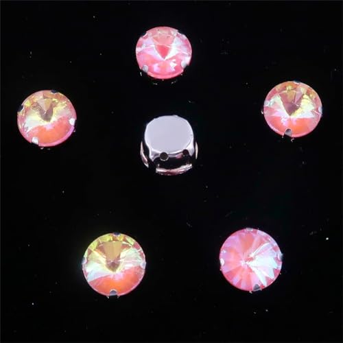 Strass-Glaskristalle for Aufnähen, runde Rivoli-Form, Applikation aus silbernen Regenbogenkristallen for Aufnähen (8 mm, 50 Stück, A22 Peridot AB)(8mm 50pcs A32 Orange AB) von POTUBI