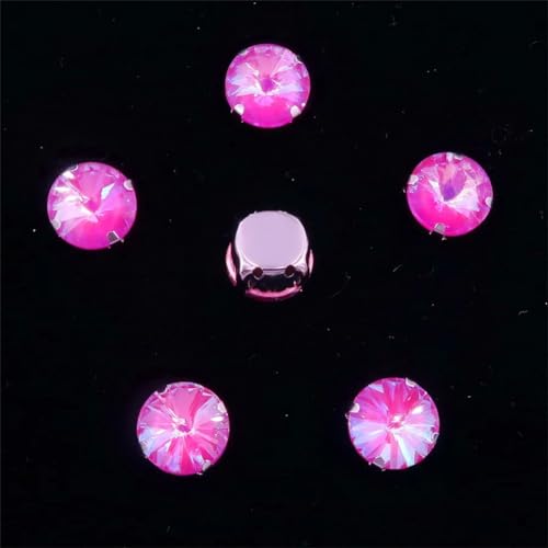 Strass-Glaskristalle for Aufnähen, runde Rivoli-Form, Applikation aus silbernen Regenbogenkristallen for Aufnähen (8 mm, 50 Stück, A22 Peridot AB)(8mm 50pcs A35 Fuchsia AB) von POTUBI